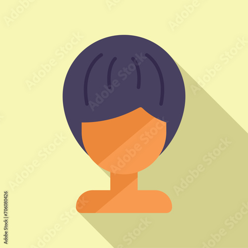 Fake short wig icon flat vector. Tint artist. Trend cranium model