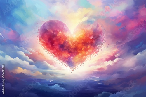 Cloud heart on colorful valentine day