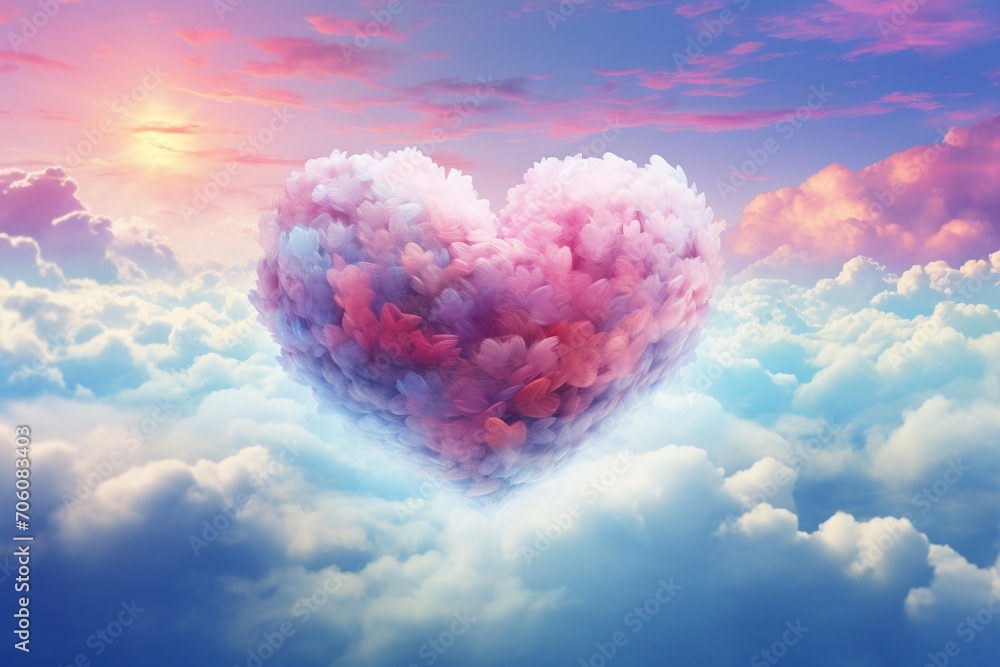 Cloud heart on colorful valentine day