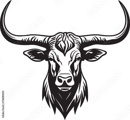 Texas Longhorn Steer Face Illustration