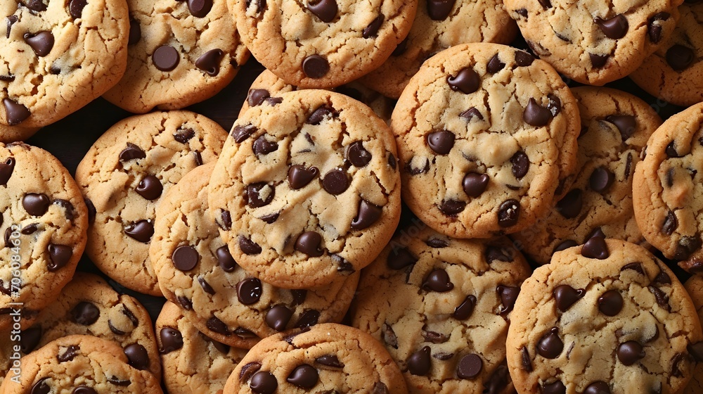 Chocolate Chip Cookies Background. (Generative AI). Chocolate Chip Cookies Background. (Generative AI).