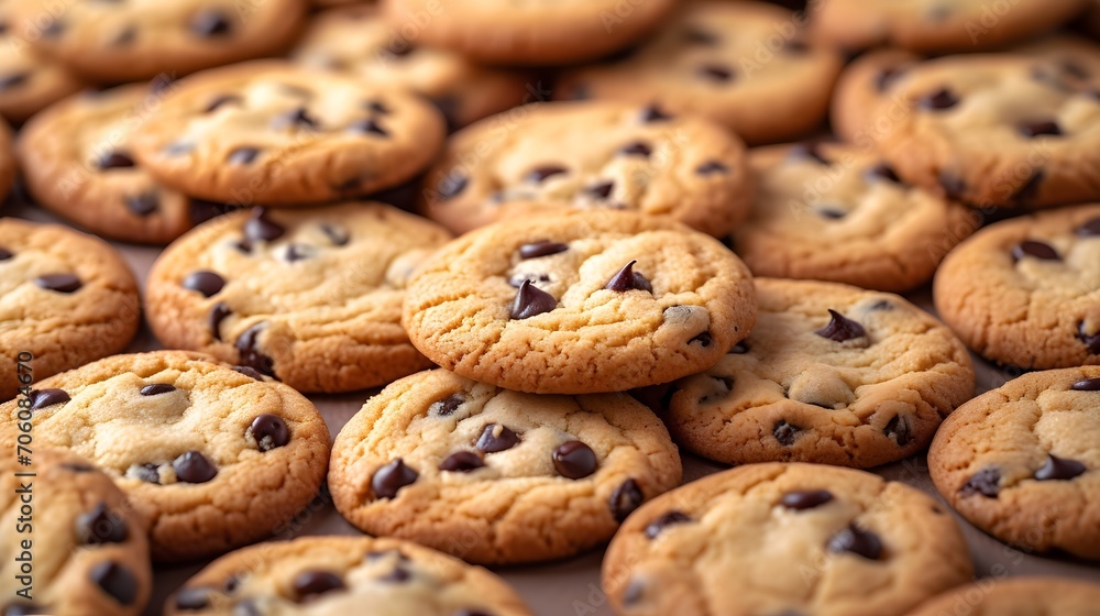 Chocolate Chip Cookies Background. (Generative AI). Chocolate Chip Cookies Background. (Generative AI).