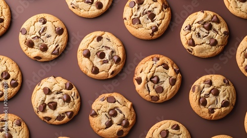 Chocolate Chip Cookies Background. (Generative AI).
