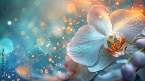 Luminescent Orchids Background (Generative AI).
