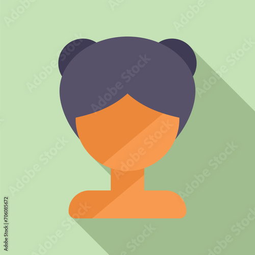 Brief wig face icon flat vector. Lady face fashion. Fake short barber