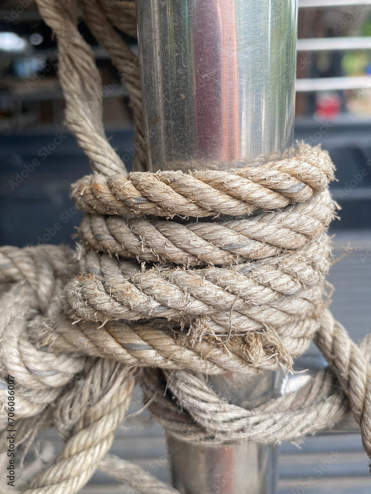rope tied in a boat.