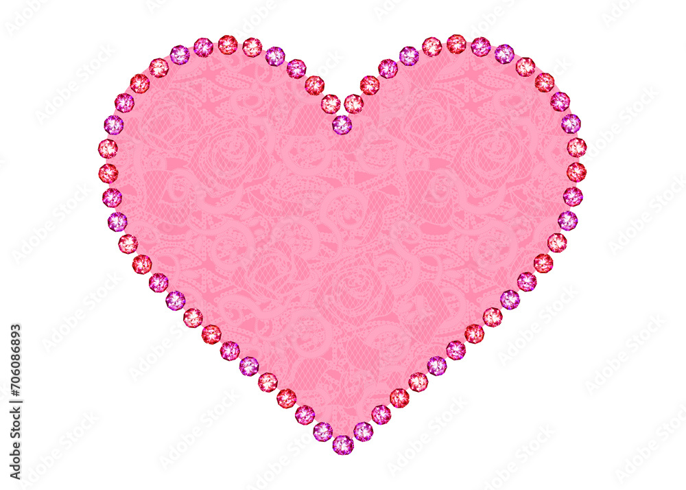 ハート　素材　ジュエリーフレーム　飾り枠　見出し　あしらい　イメージ　おしゃれ　高級感　キラキラ　白バック　透過