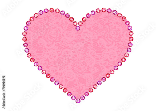 ハート　素材　ジュエリーフレーム　飾り枠　見出し　あしらい　イメージ　おしゃれ　高級感　キラキラ　白バック　透過