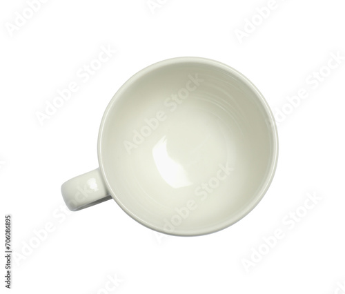 Ceramic cup isolated on white, top view