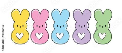 Set of funny cartoon animals, cute peep candy vector