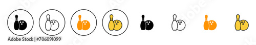 Bowling icon set vector. bowling ball and pin sign and symbol.