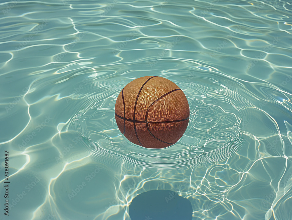 Basketball lands in a pool