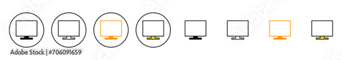 Computer icon set vector. computer monitor sign and symbol