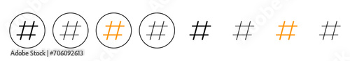 Hashtag icon set vector. hashtag sign and symbol