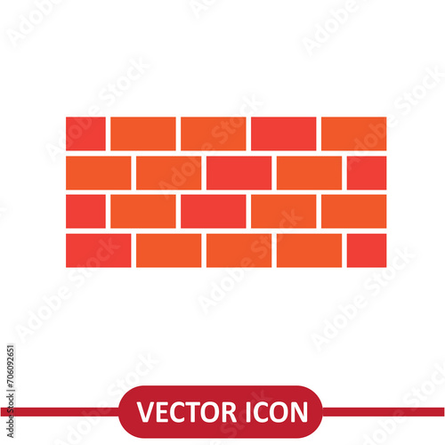 Brick wall icon vector. Wall sign color icon on white background..eps
