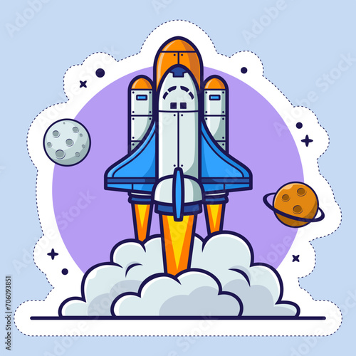 spaceship sticker illustration