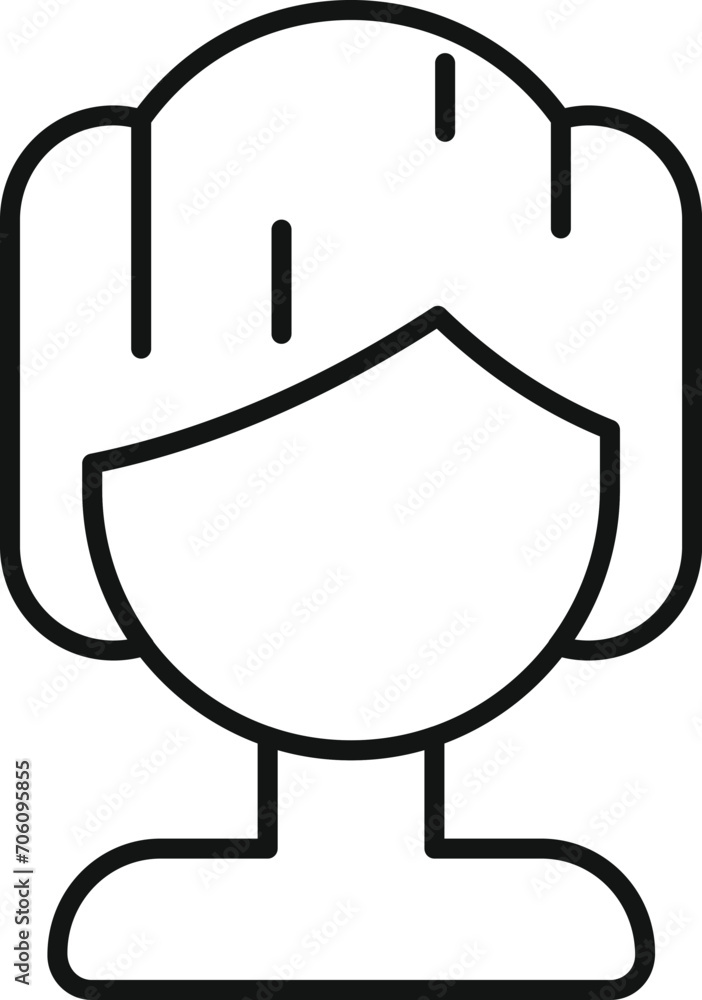 Very short wig icon outline vector. Female fashion head. Coloration fake Very short wig icon outline vector. Female fashion head. Coloration fake