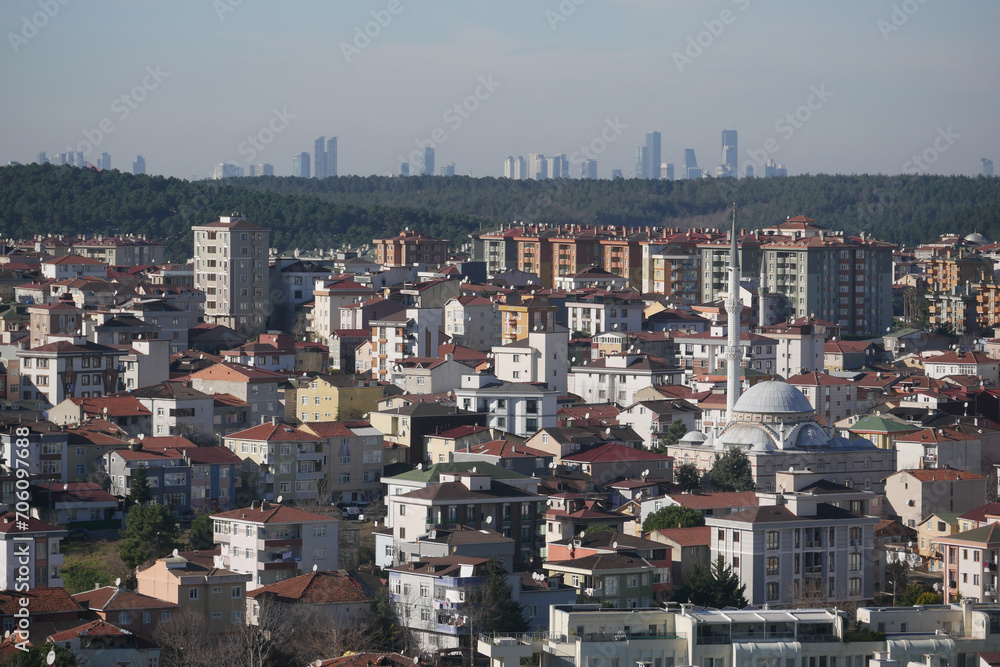 Arial View of Istanbul residential buildings 