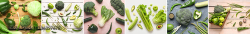 Collage of fresh green vege...