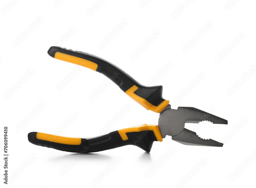 Orange pliers isolated on white background Orange pliers isolated on white background