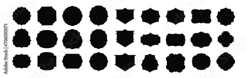 Foto Large set of vector black silhouette frames or cartouches for badges in ornate classical curved and rounded