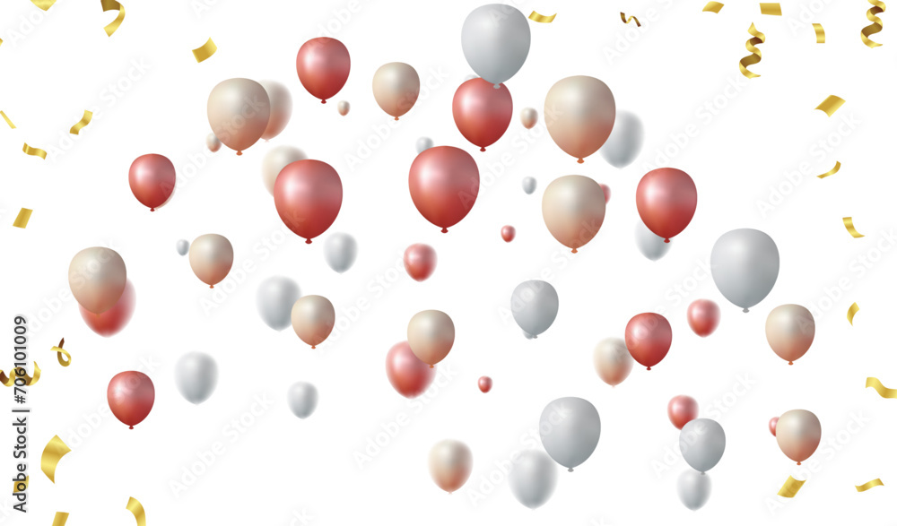 Birthday celebration banner with Colorful confetti and balloons