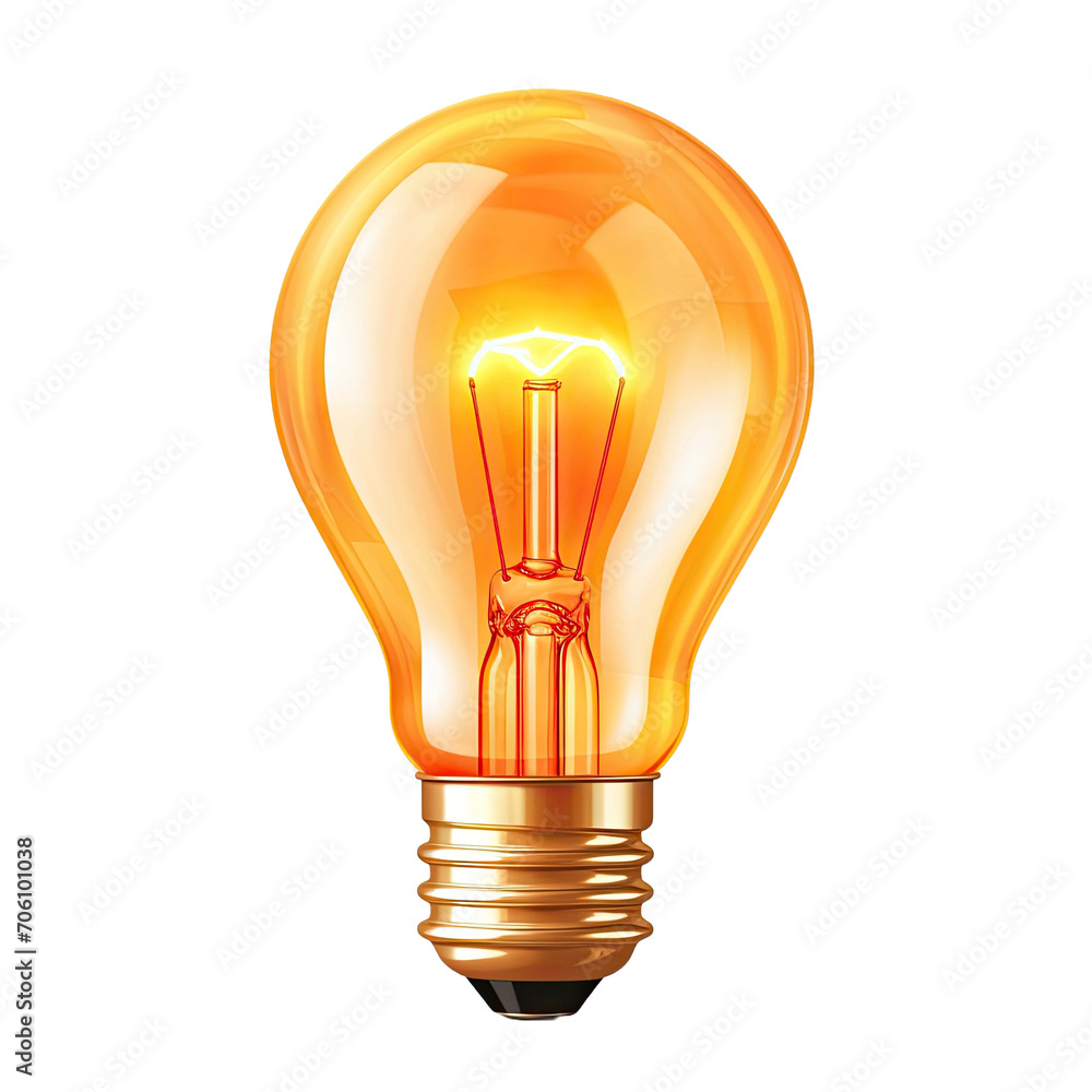 Orange light bulb isolated on transparent background Orange light bulb isolated on transparent background