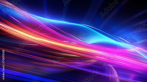Neon threads intertwining in a symphony of speed  portraying a vivid data connection speed lines technology abstract background.