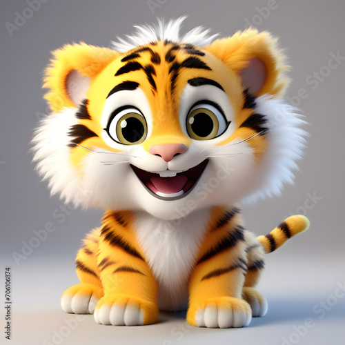 Tiger smiling 012. Generate Ai © idwansani