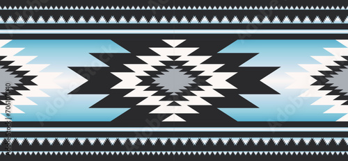 Southwest navajo geometric colorful border pattern. Vector ethnic southwestern geometric seamless pattern. Traditional native American pattern use for textile border, rug, table runner, tablecloth.