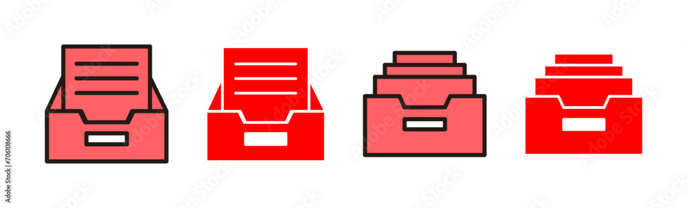 Archive folders icon set illustration. Document vector icon. Archive storage icon. Archive folders icon set illustration. Document vector icon. Archive storage icon.