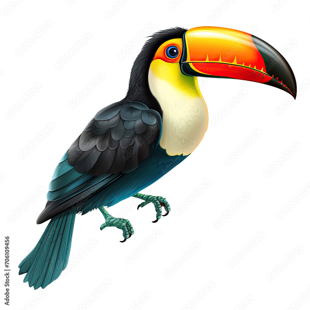 Obraz premium Toucan isolated on the transparent background