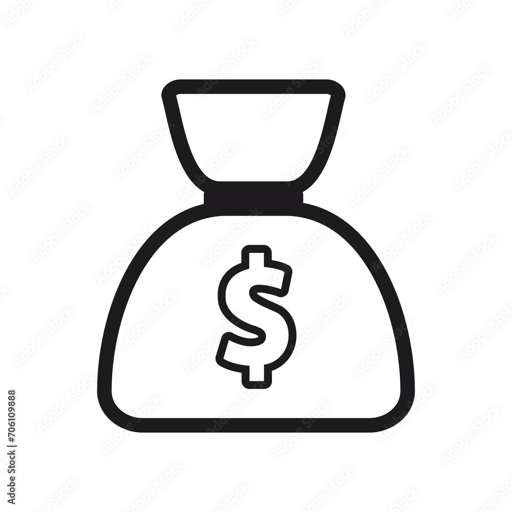Money bag icon on transparent background Money bag icon on transparent background