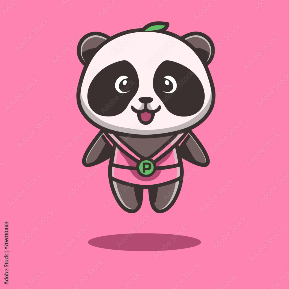 Naklejka premium Vector cute Panda Character Heroes