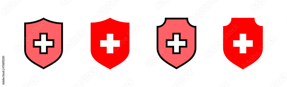 Fototapeta premium Health insurance icon set illustration. Insurance document sign and symbol