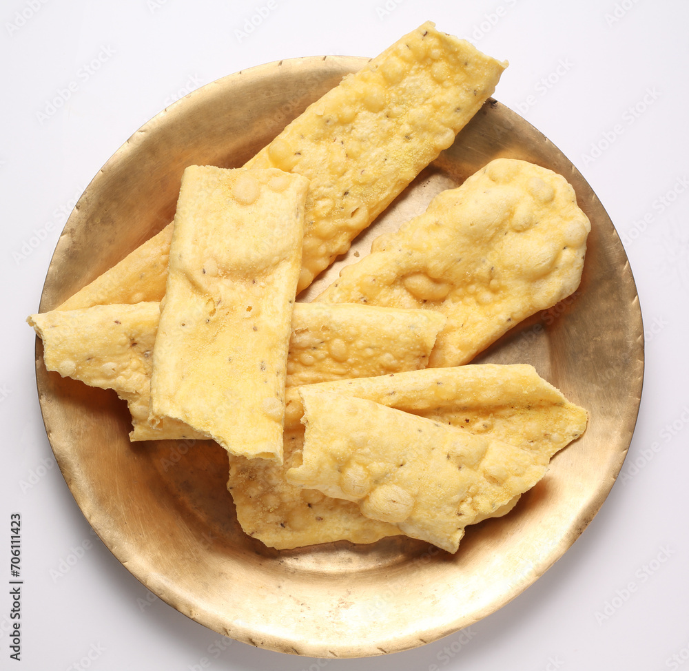 fafda Gathiya (fafda jalebi) is a very popular Gujarati snack, white bowl pouch packing common street snack from India. fafda Gathiya (fafda jalebi) is a very popular Gujarati snack, white bowl pouch packing common street snack from India.