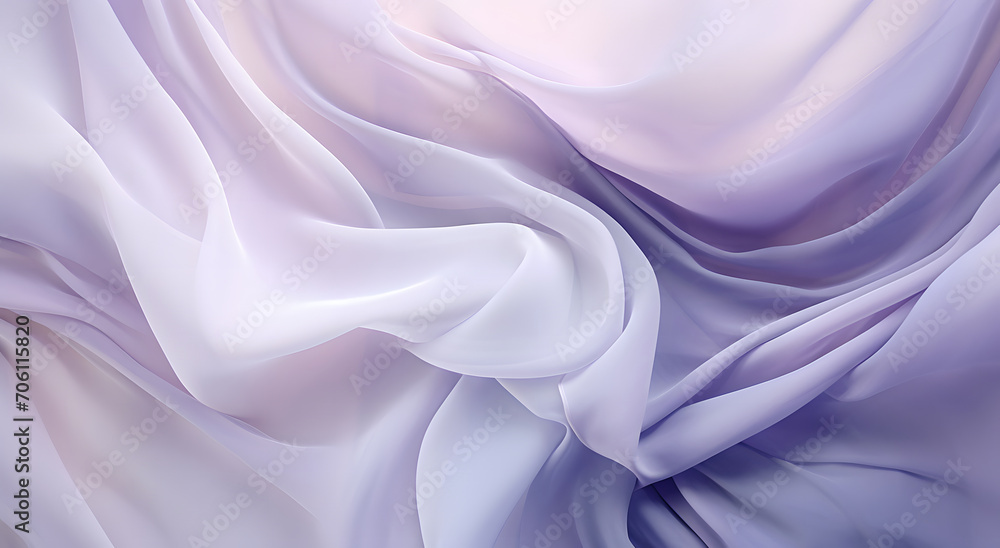 Obraz premium purple wavy abstract background 3d image, light white and light indigo, flowing fabrics, abstraction-creation, large canvases