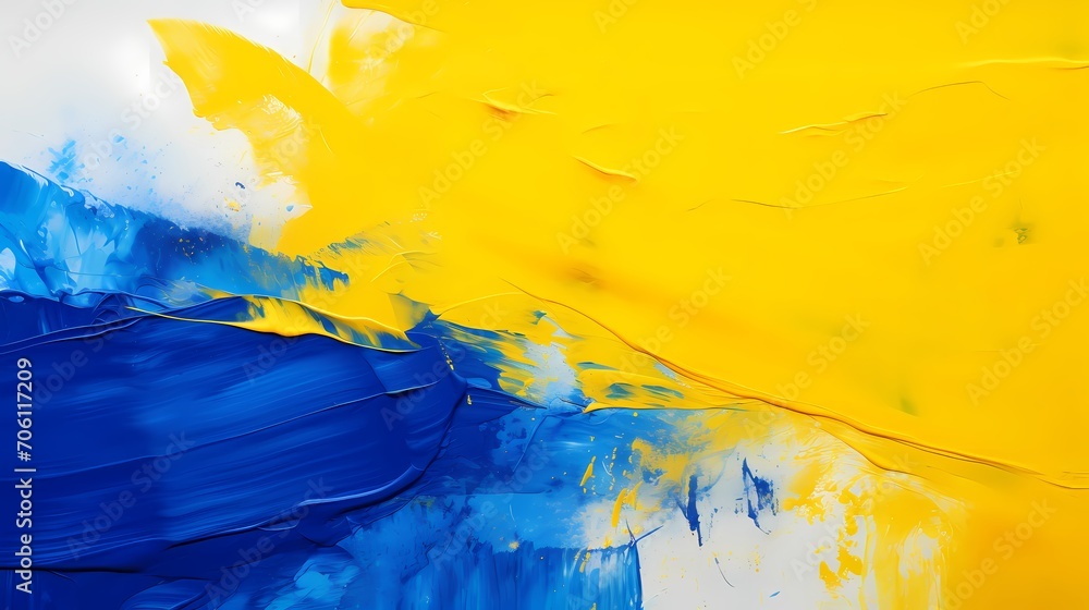 Radiant sunshine yellow contrasts with a deep cobalt blue, creating a visually striking and clear solid different bright color abstract background