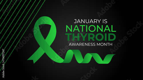 National thyroid awareness month is observed every year on january. January is thyroid disease awareness month. suit for banner, greeting card, cover, website, landing page, poster with background. photo