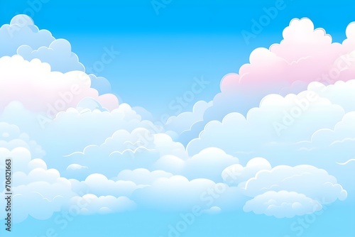 Bright Blue Sky Filled with Fluffy Clouds