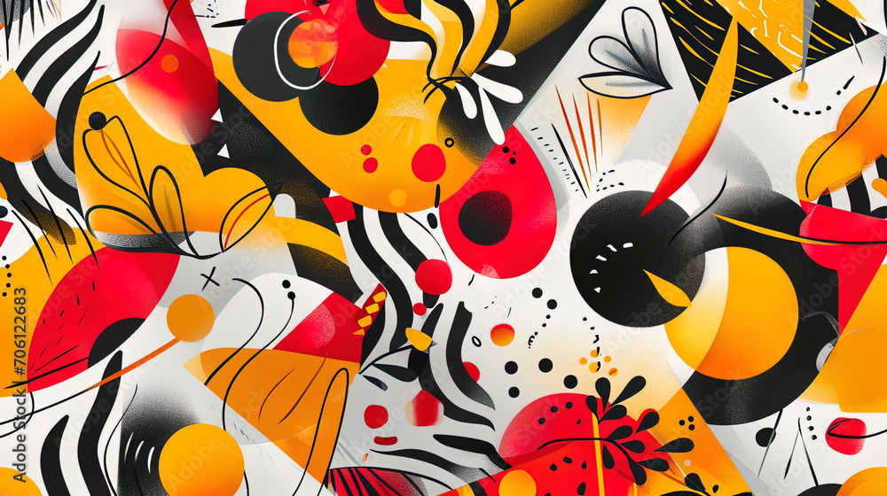 Fototapeta premium A pattern in which creative forms and bright shades create a feeling of fun and holiday