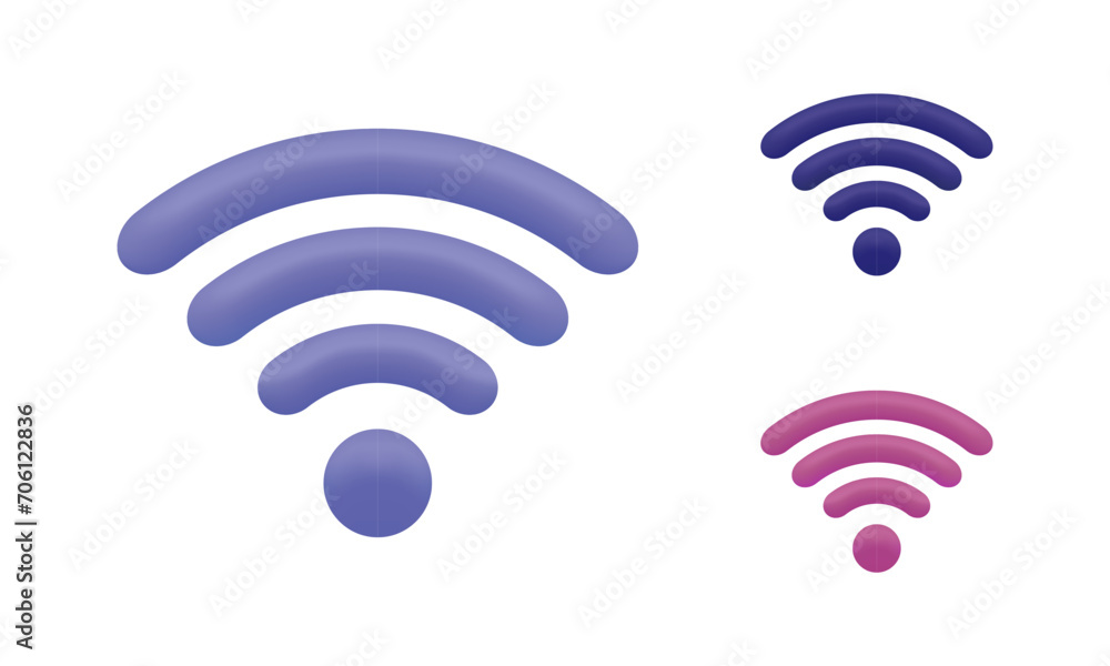 3D Wireless and Wifi illustration icon. Trendy and modern vector in 3d style. Wireless icon symbol set. Vector illustration 3D Wireless and Wifi illustration icon. Trendy and modern vector in 3d style. Wireless icon symbol set. Vector illustration