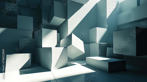 Bright cubic forms that break the light and create a game of light and shadows