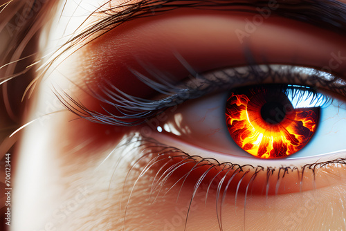 Beautiful woman's eyes: the faintness of the flame burning in the eyes generative ai