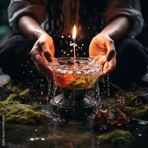 Water Purification Ritual in the Woods