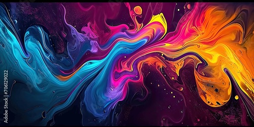 Abstract chromatic symphony. Captivating painting unleashes kaleidoscope of colors merging water ink techniques to form vibrant and dynamic composition perfect for bold decorative statements