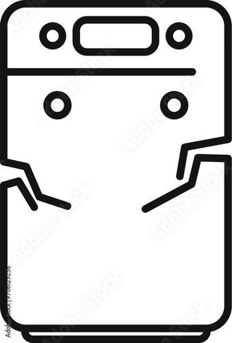 Cracked dishwasher icon outline vector. Home appliance repair. Room machine