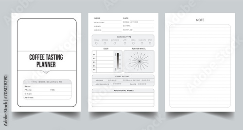 Tableau sur toile Editable Coffee Tasting Planner Kdp Interior printable template Design