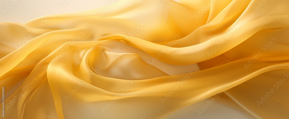 Golden yellow silk forming intricate abstract shapes in a play of light and shadow Golden yellow silk forming intricate abstract shapes in a play of light and shadow