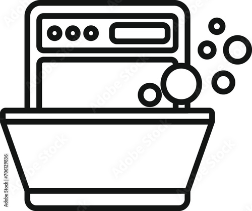 Bubble wash dishwasher icon outline vector. Fixing worker. Service broken appliance